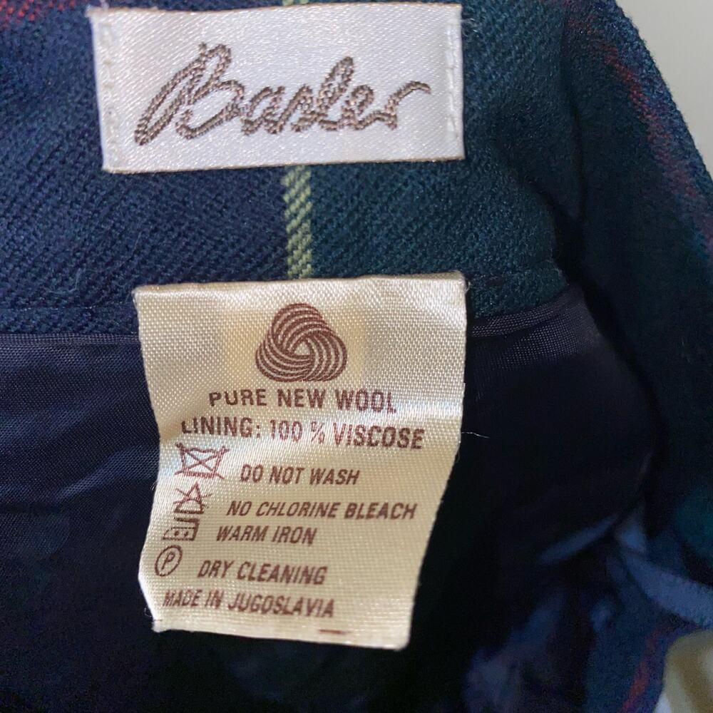 Vintage Basler Blue Tartan Plaid Wool Pleated Midi Skirt - Picture 7 of 8